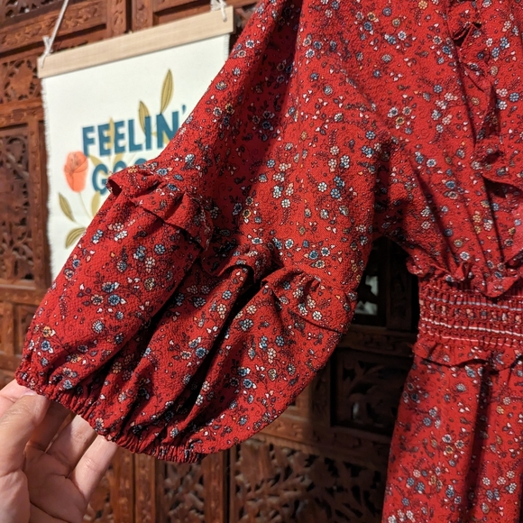 Max Studio Red XS Floral Midi Dress - Picture 5 of 6